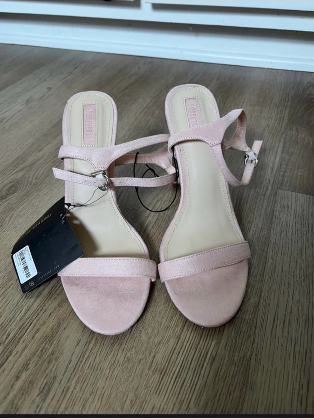 Forever 21 Light Pink Suede Ankle Strap Heels